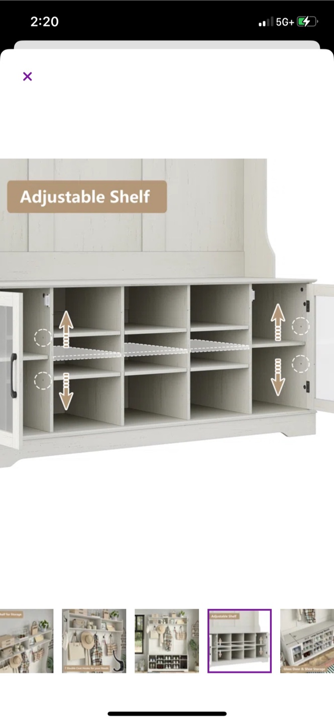 White Hall Tree with Shoe Storage Bench - photo 5