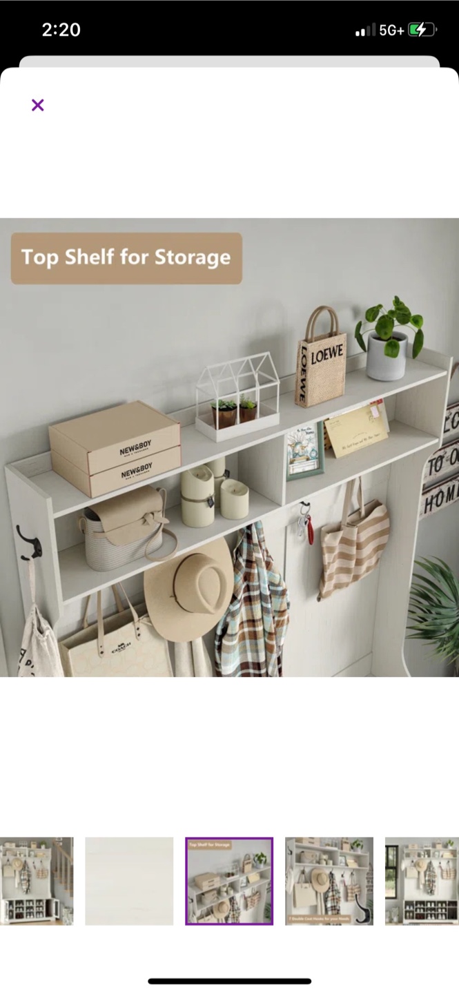 White Hall Tree with Shoe Storage Bench - photo 4