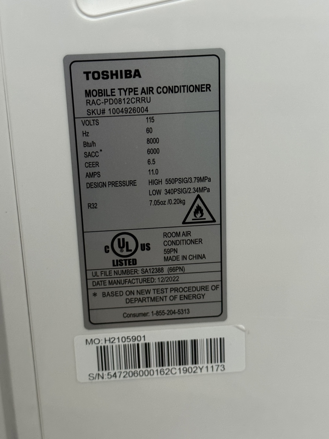 Toshiba Mobile Type Air Conditioner RAC-PD0812CRRU - photo 4