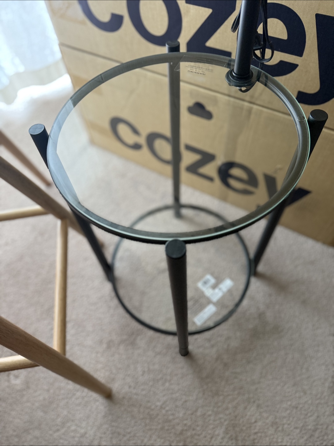 Cozey Lamp with Glass Side Table - Black - photo 3