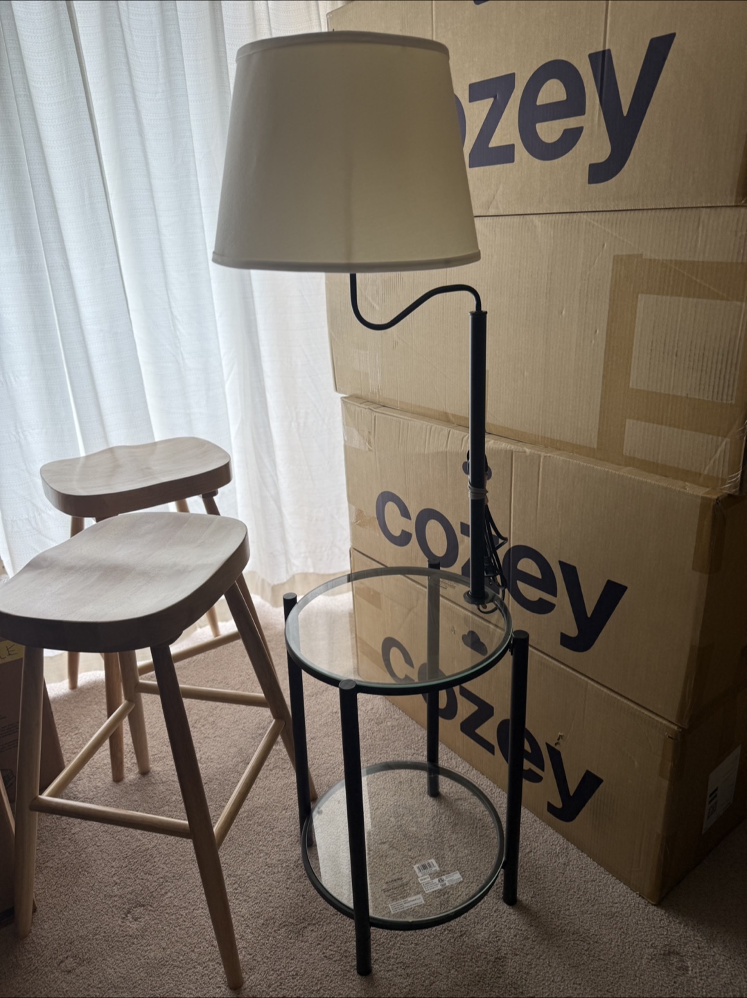 Cozey Lamp with Glass Side Table - Black - photo 2