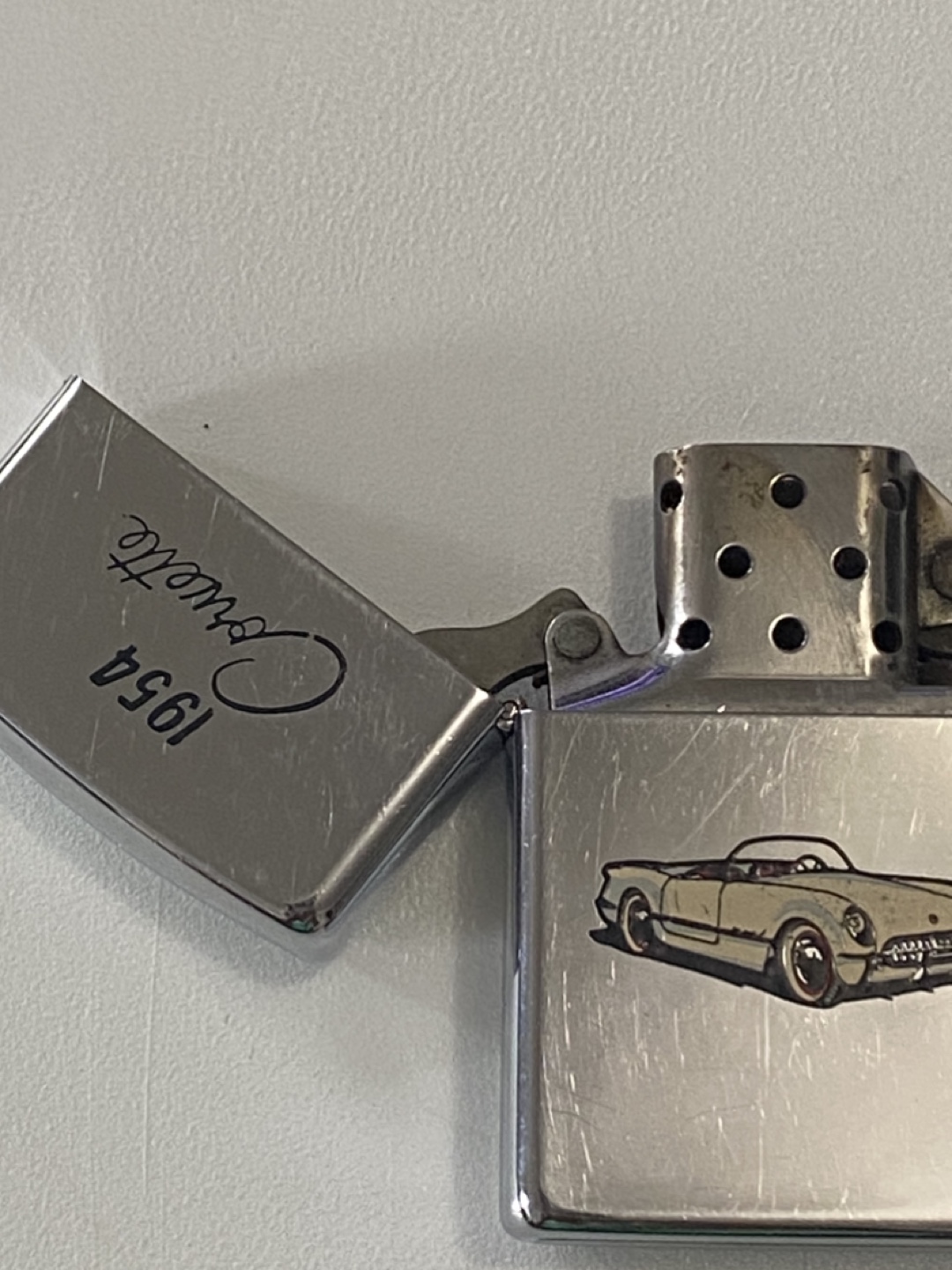 2 Zippo Lighter with 1954 Corvette Design and sailboat - photo 2