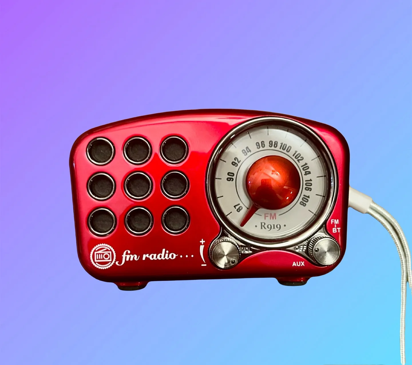 Red FM Radio with Bluetooth Vintage Style thumbnail