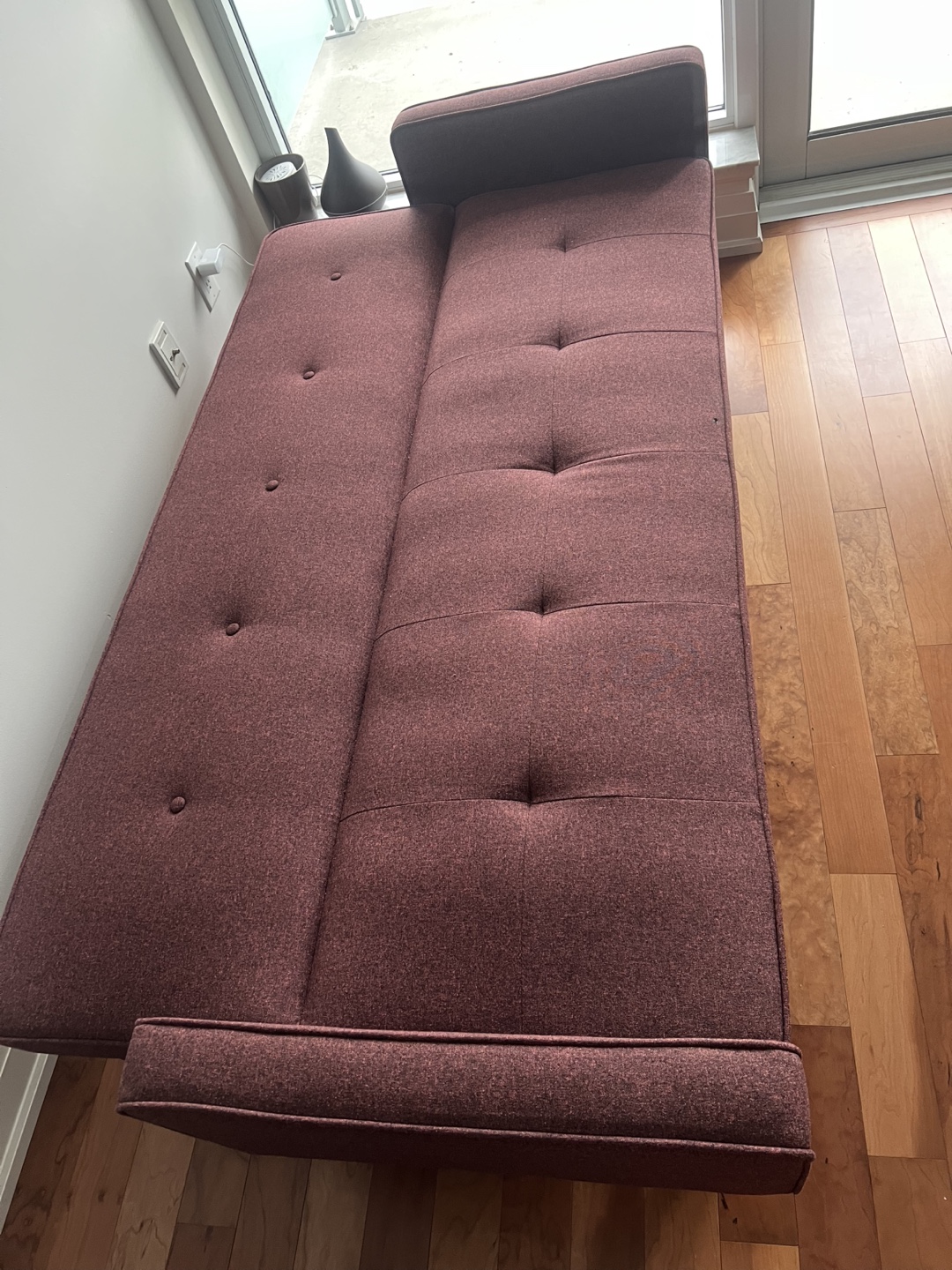 Burgundy Futon Sofa Bed - photo 4