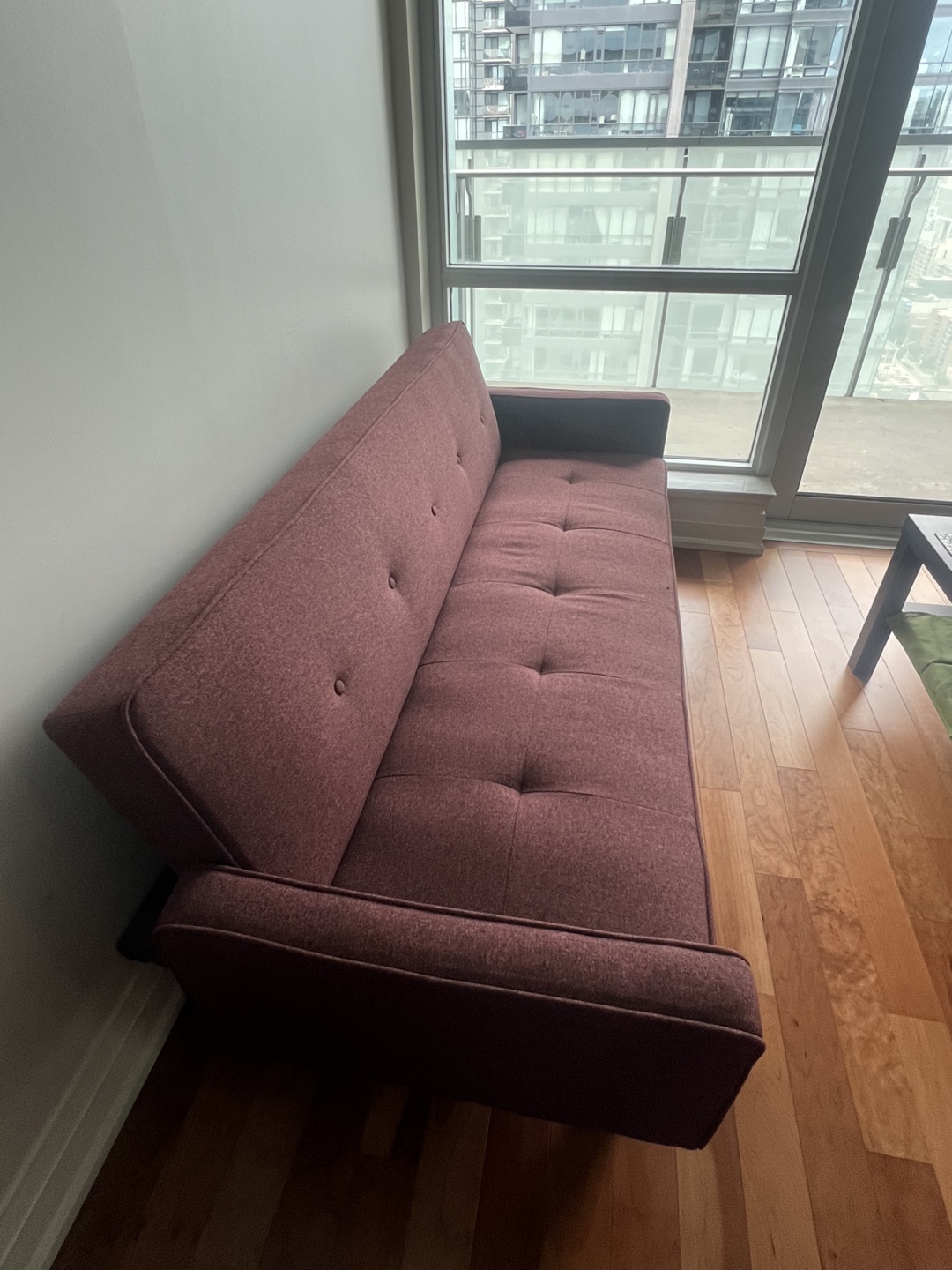 Burgundy Futon Sofa Bed - photo 2