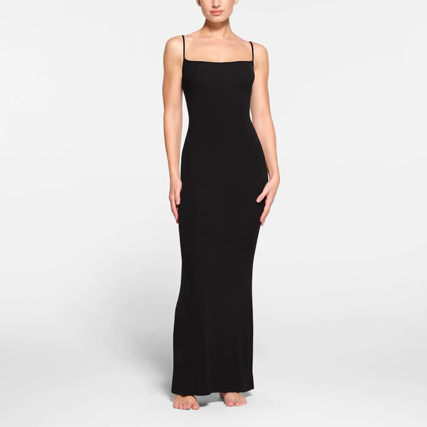 SKIMS Soft Lounge Long Slip Dress - Black thumbnail
