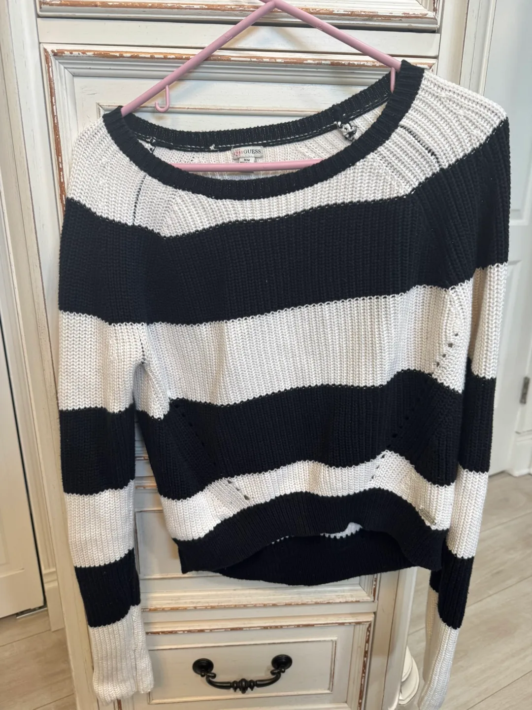 Guess Striped Knit Sweater - Black & White thumbnail