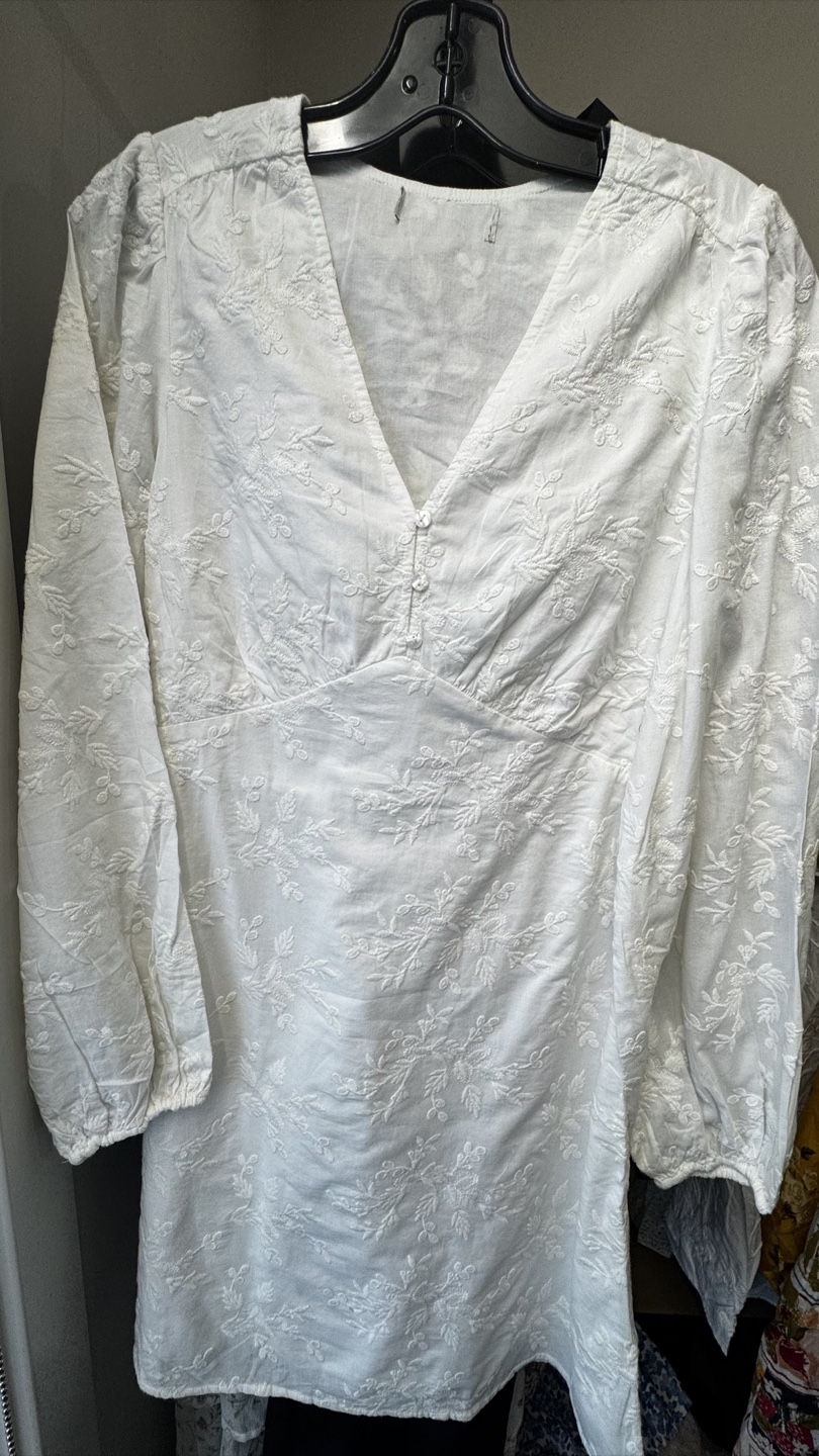 White Embroidered Tunic dress