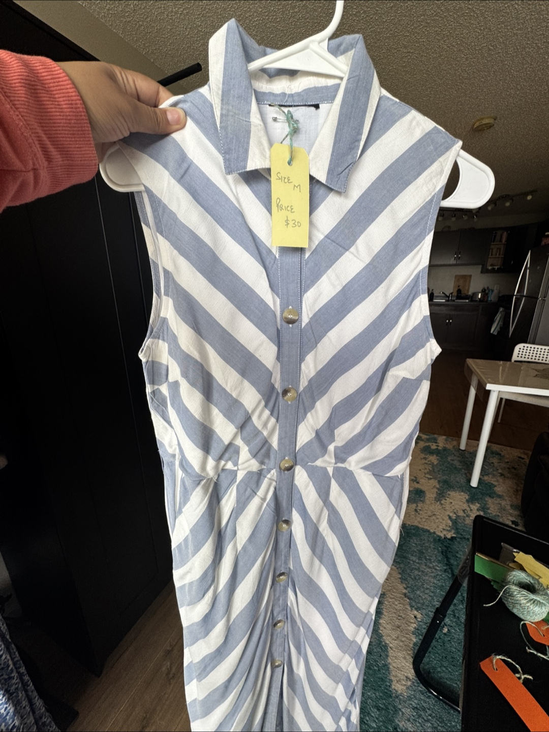 Striped Button-Down Dress - Size M