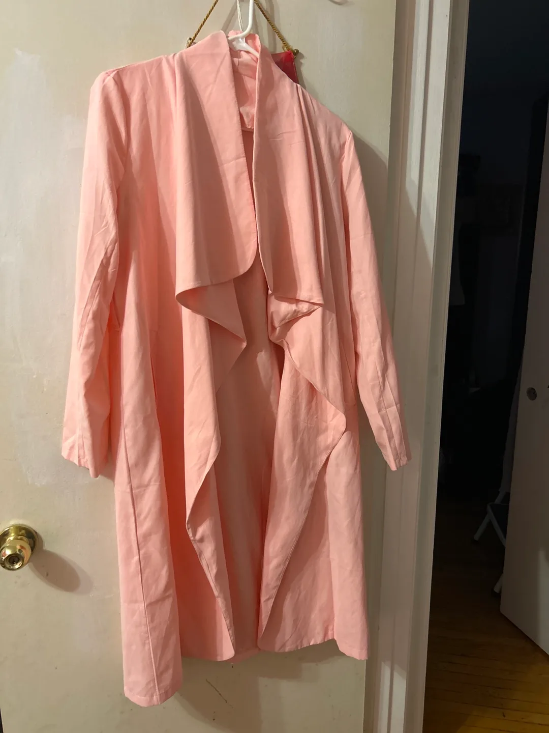 Pink Draped Open Front Coat thumbnail