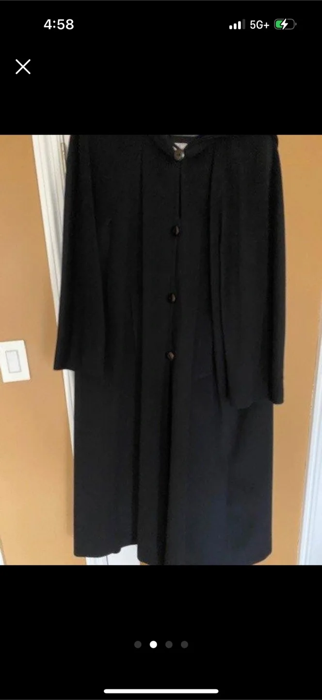 Harrods cashmere Black Coat with velvet lined hood image indicator(2)