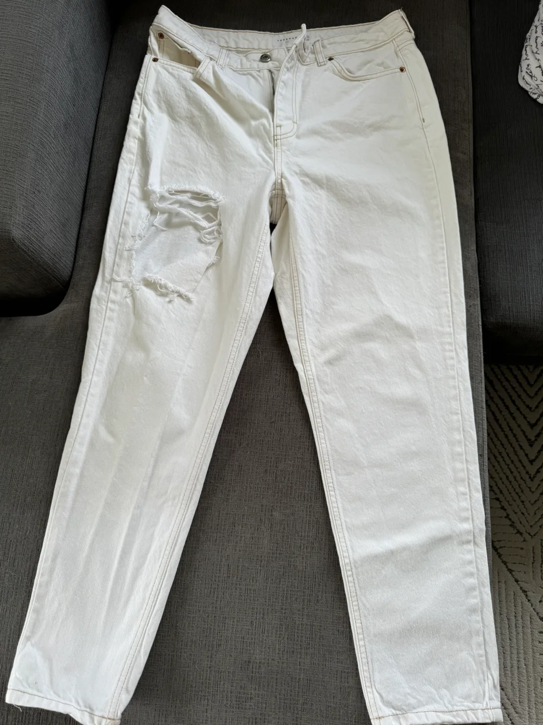 Topshop Mom Jeans - White - W32 thumbnail