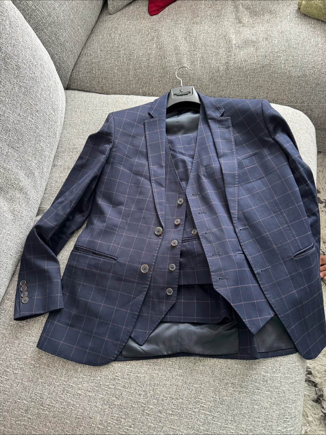 Louis Philippe Slim Fit Suit - Navy Plaid
