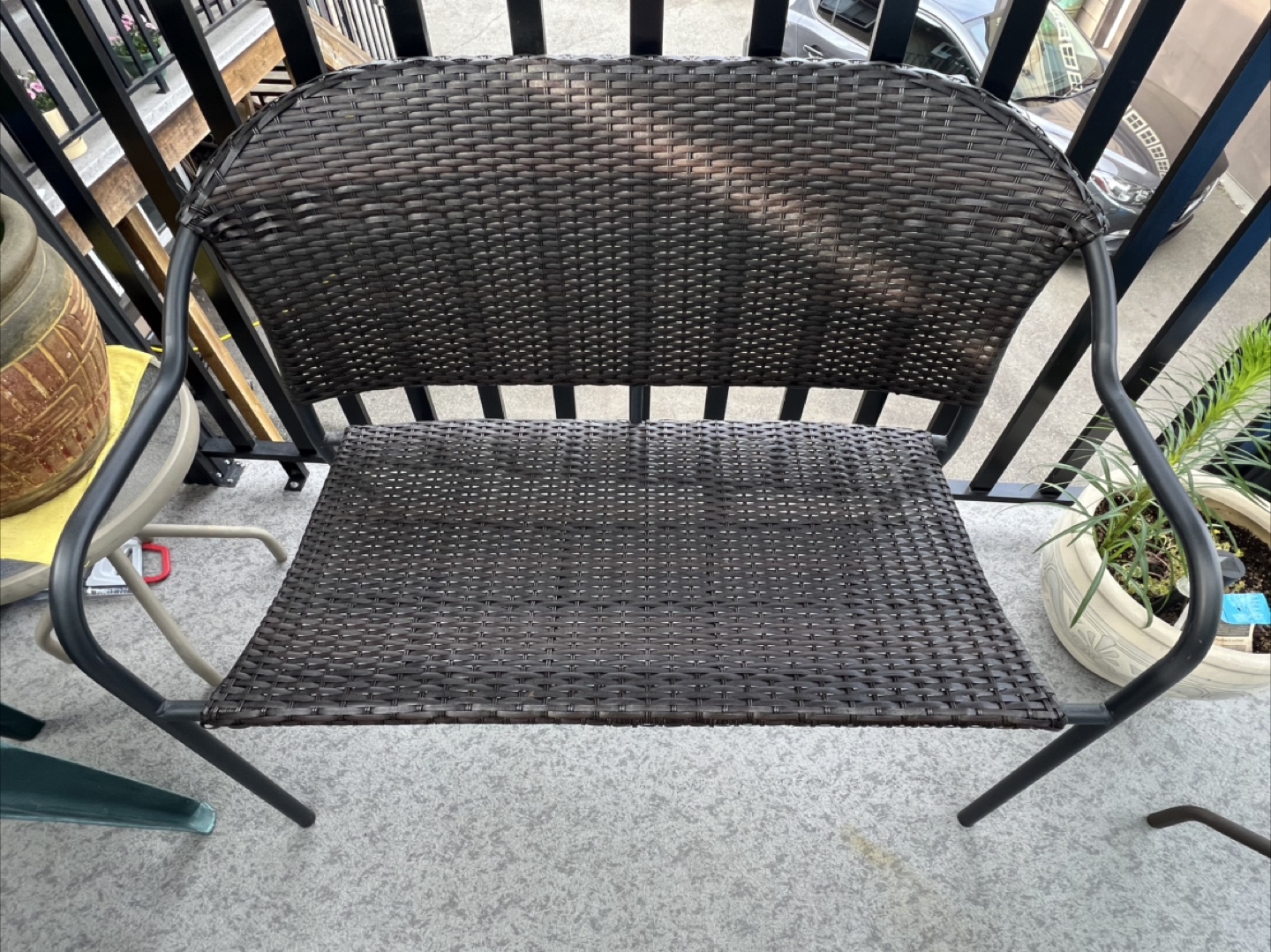 2 Wicker Patio Loveseat Bench Style