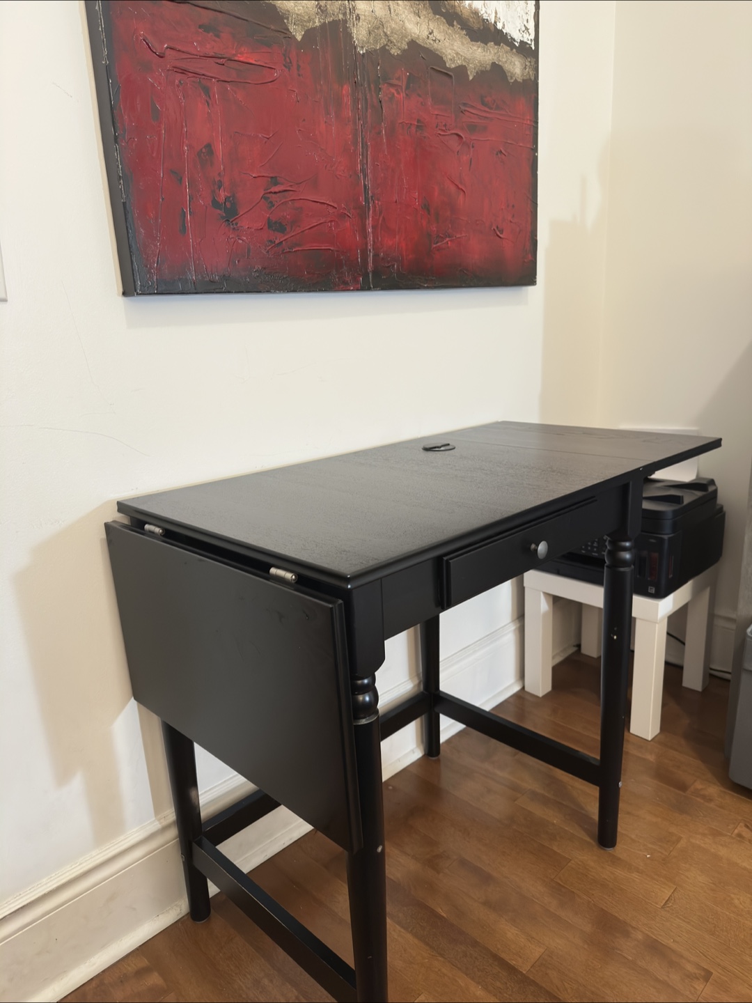 Ikea Black Wooden Desk with Drawer - photo 5