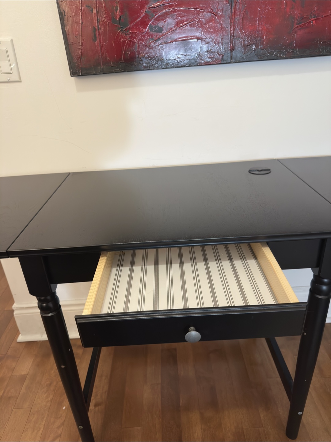 Ikea Black Wooden Desk with Drawer - photo 2