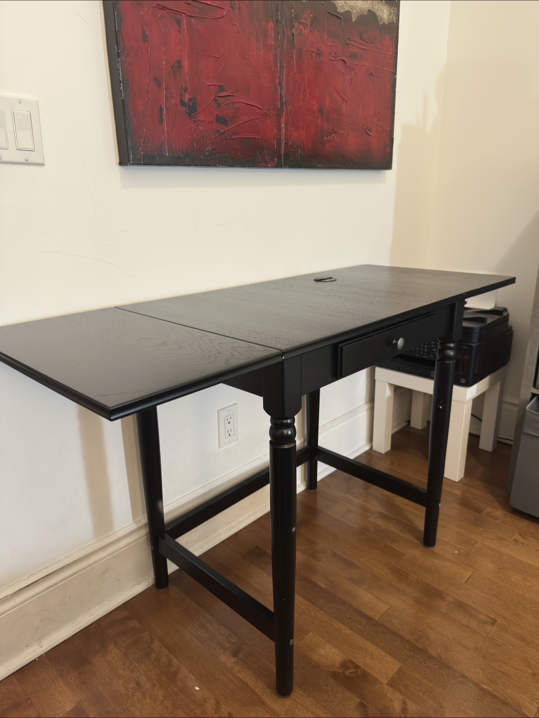 Ikea Black Wooden Desk with Drawer - photo 4