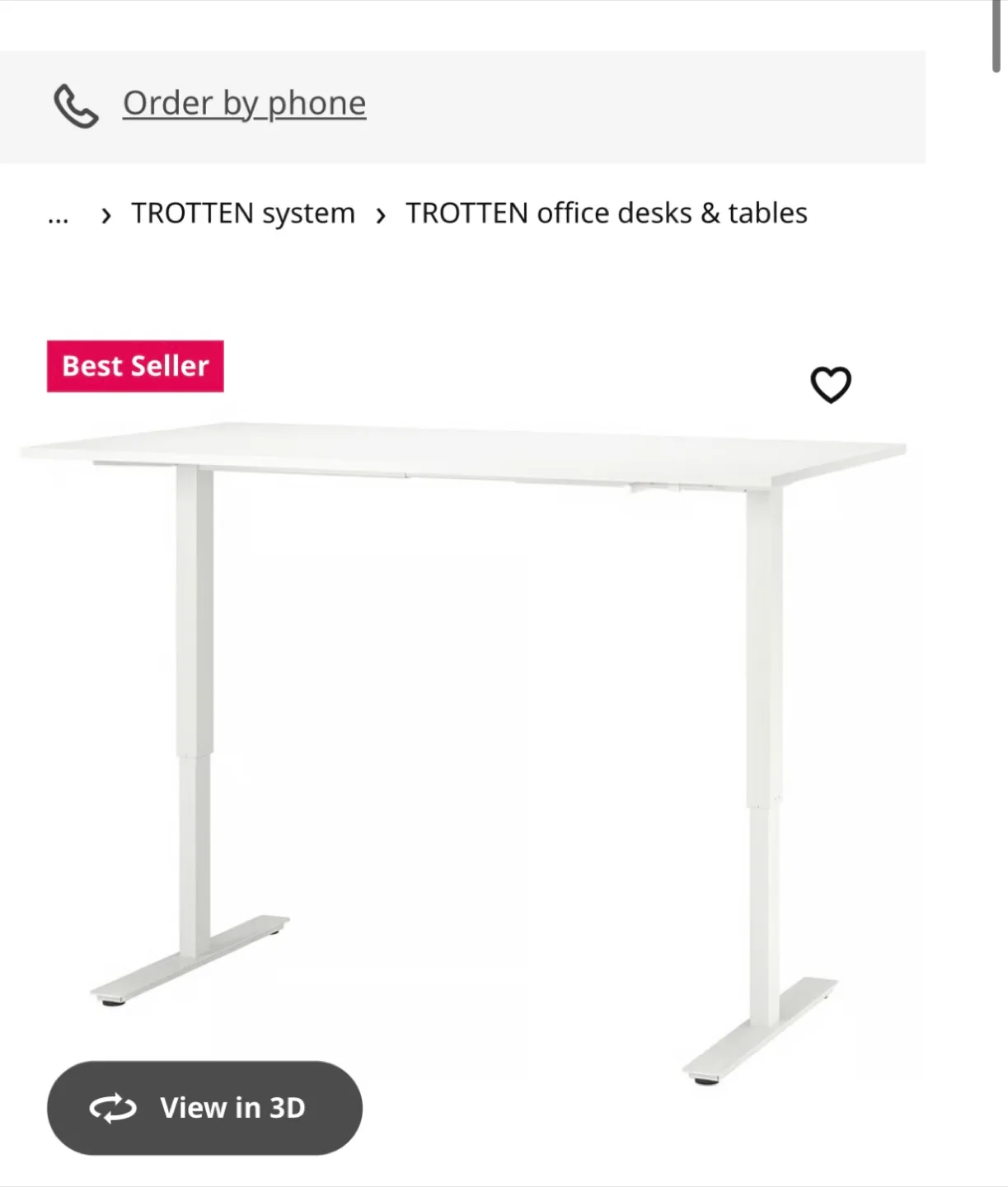 IKEA Trotten Standing Desk - White thumbnail