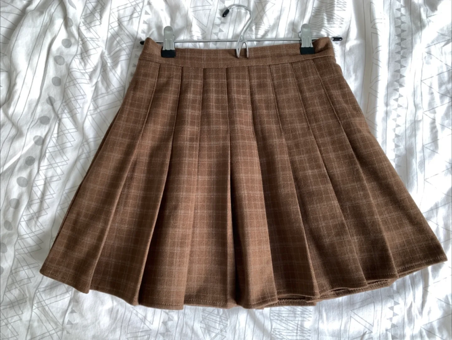 Brown Plaid Pleated Skirt size XS thumbnail