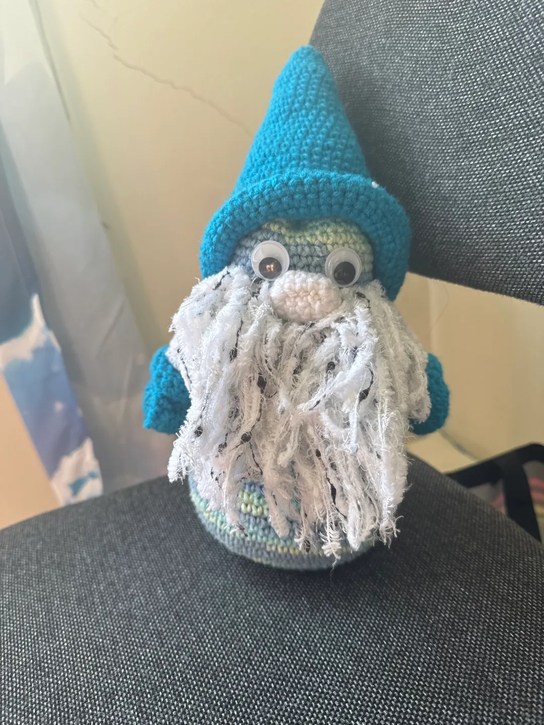 Handmade Crochet Gnome - Blue Hat thumbnail