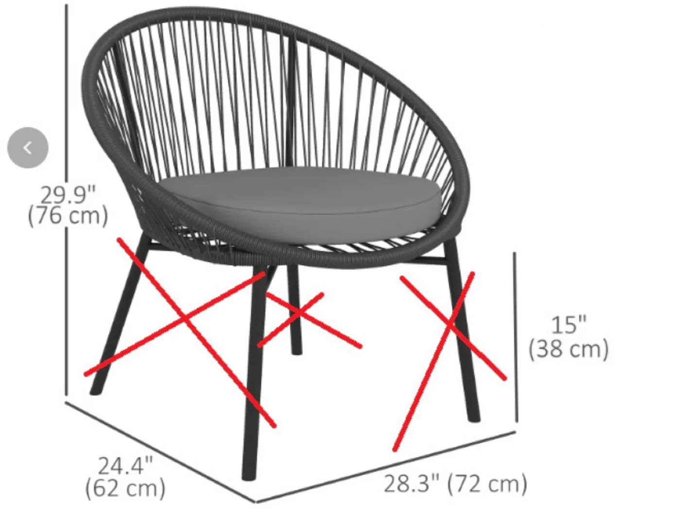 WICKER PATIO CHAIRS- MISSING LEGS CHAIR TOPS ONLY thumbnail