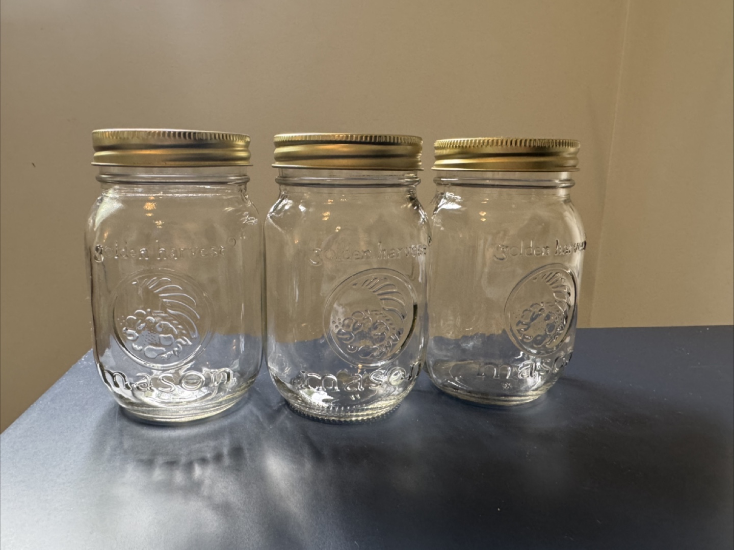 Golden Harvest Mason Jars (Set of 3)