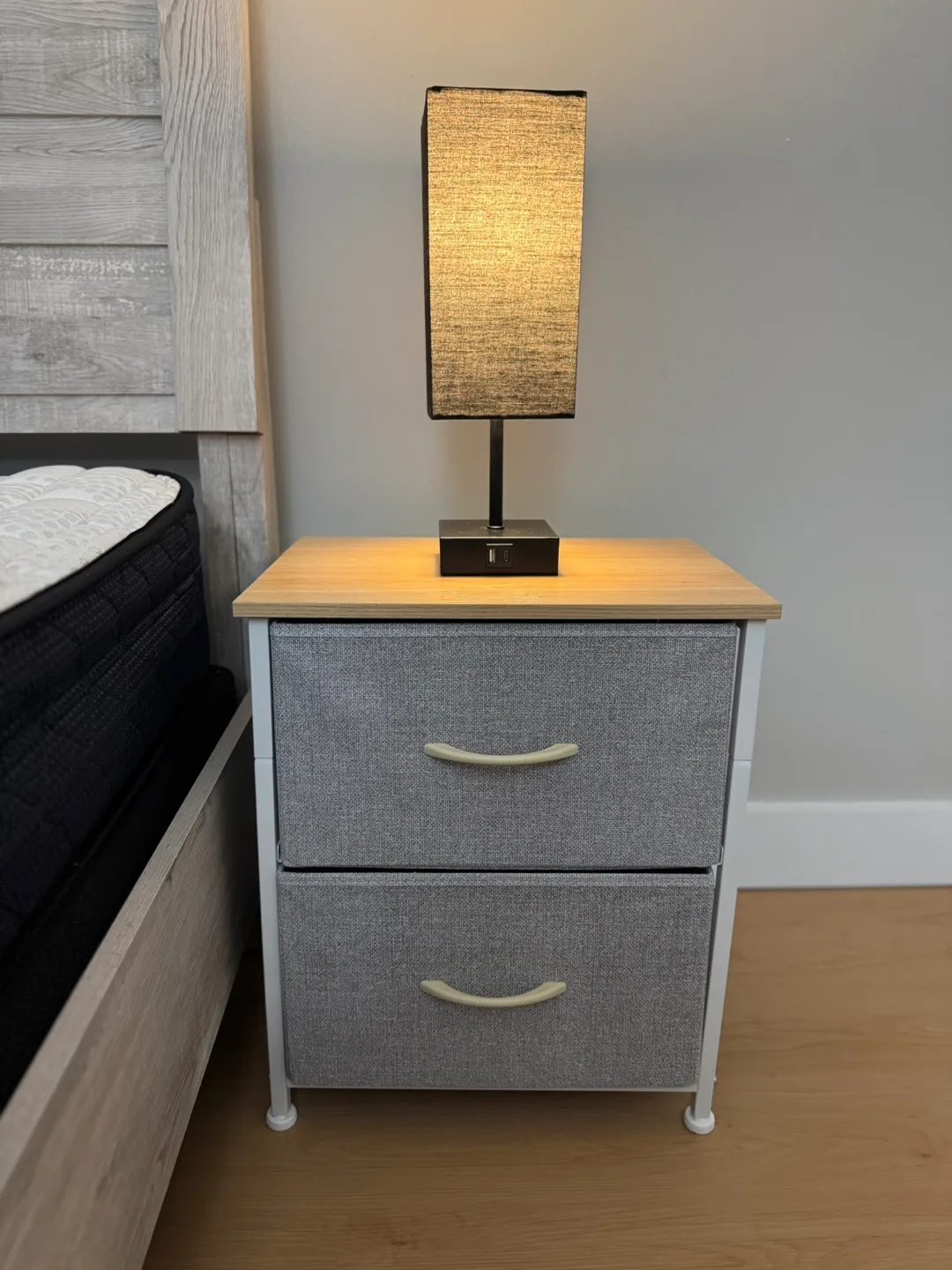 Set of 2 Nightstands – 2-Drawer Bedside Tables, Ash Grey thumbnail