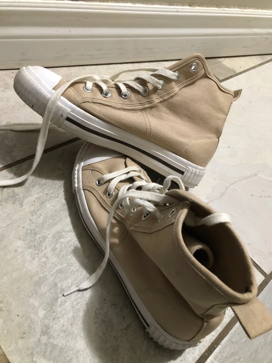 H&M Beige High Top Sneakers - Size 38 thumbnail