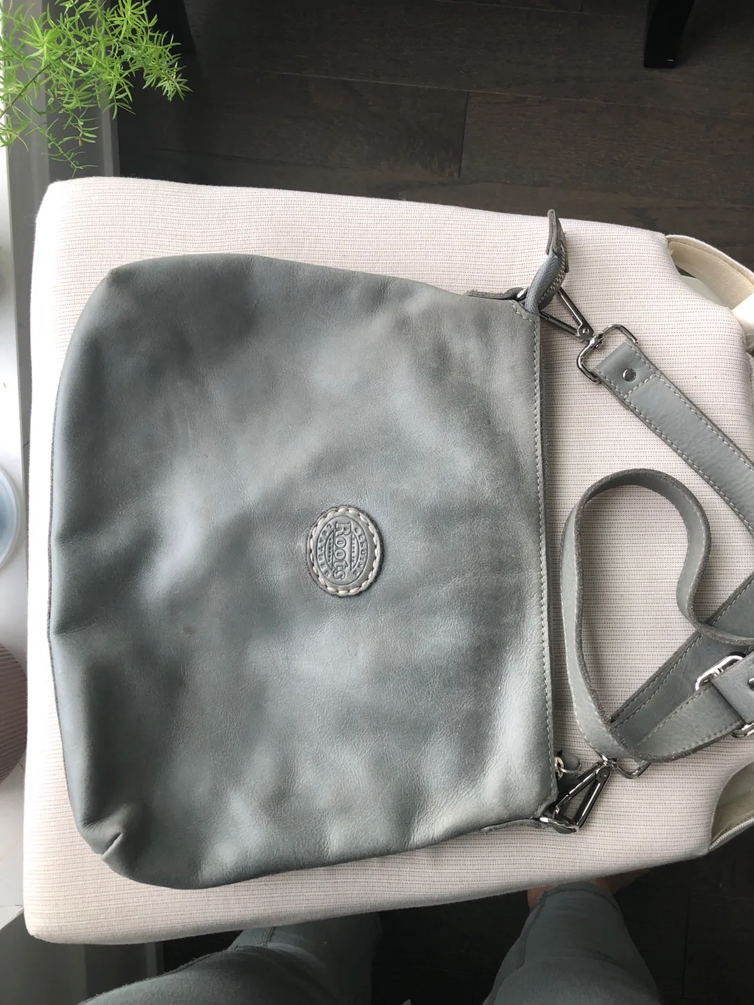 Roots Leather Crossbody Bag - Grey thumbnail