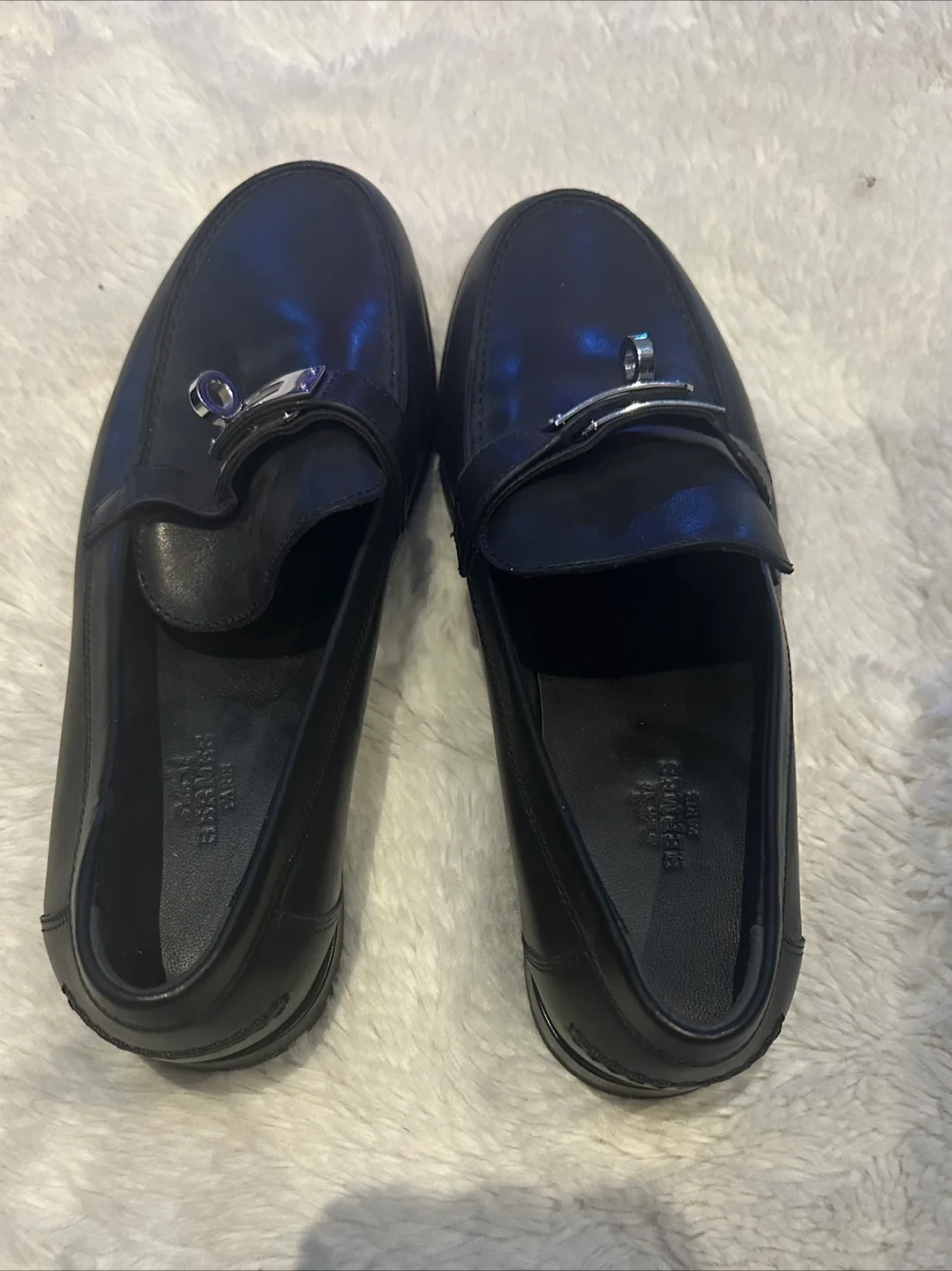 Hermès Black Leather Loafers thumbnail