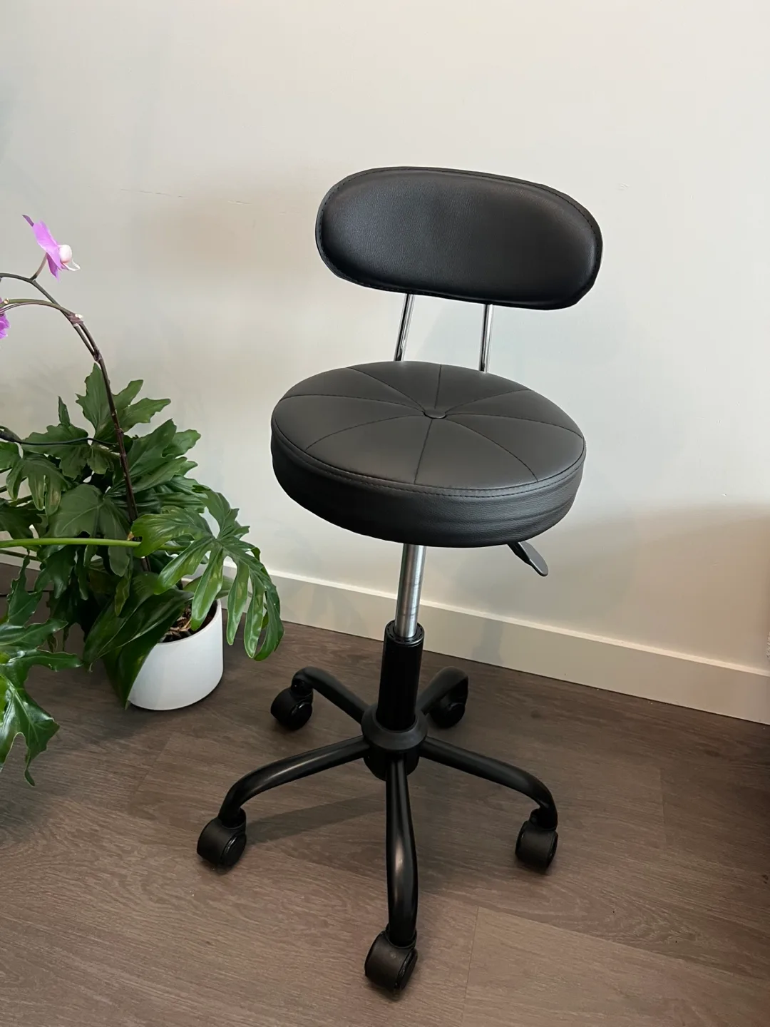 Black Adjustable Rolling Stool thumbnail