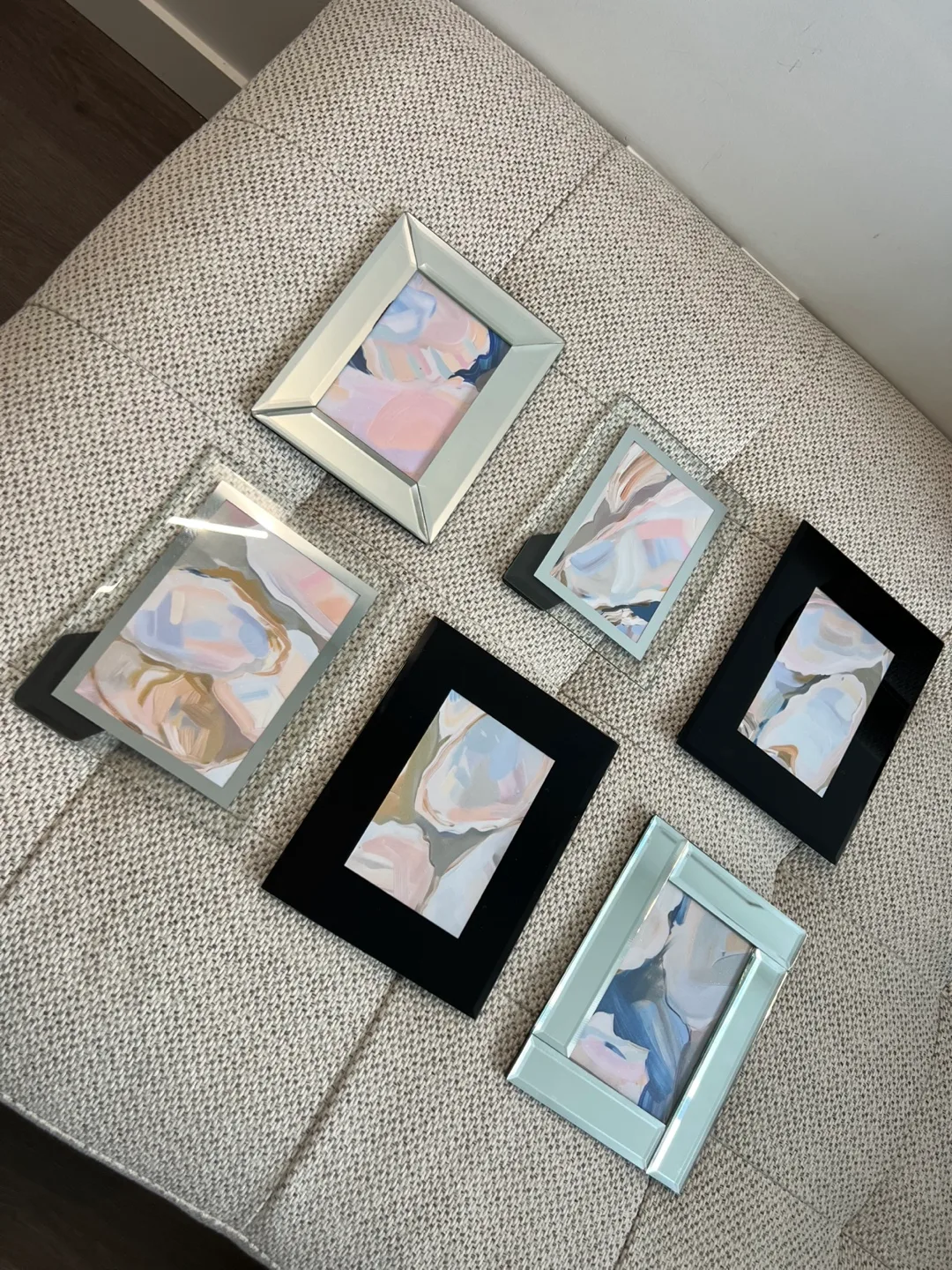 Assorted Glass Picture Frames - Black, mirror and clear glass image indicator(5)