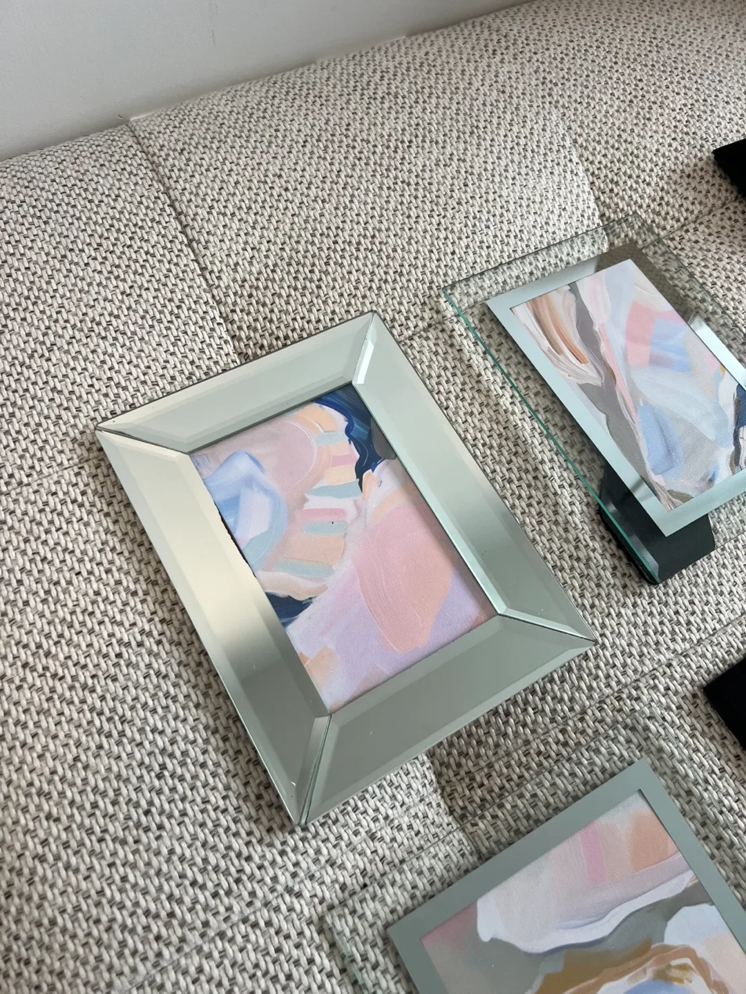 Assorted Glass Picture Frames - Black, mirror and clear glass image indicator(2)