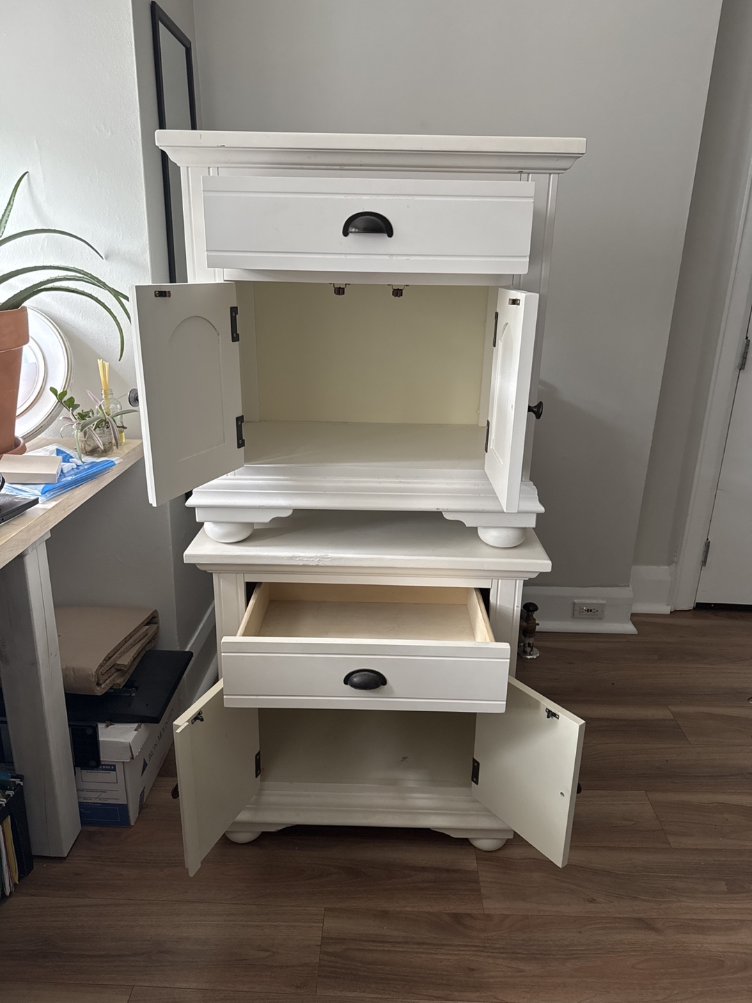 2 White Wooden Storage Cabinet - photo 2
