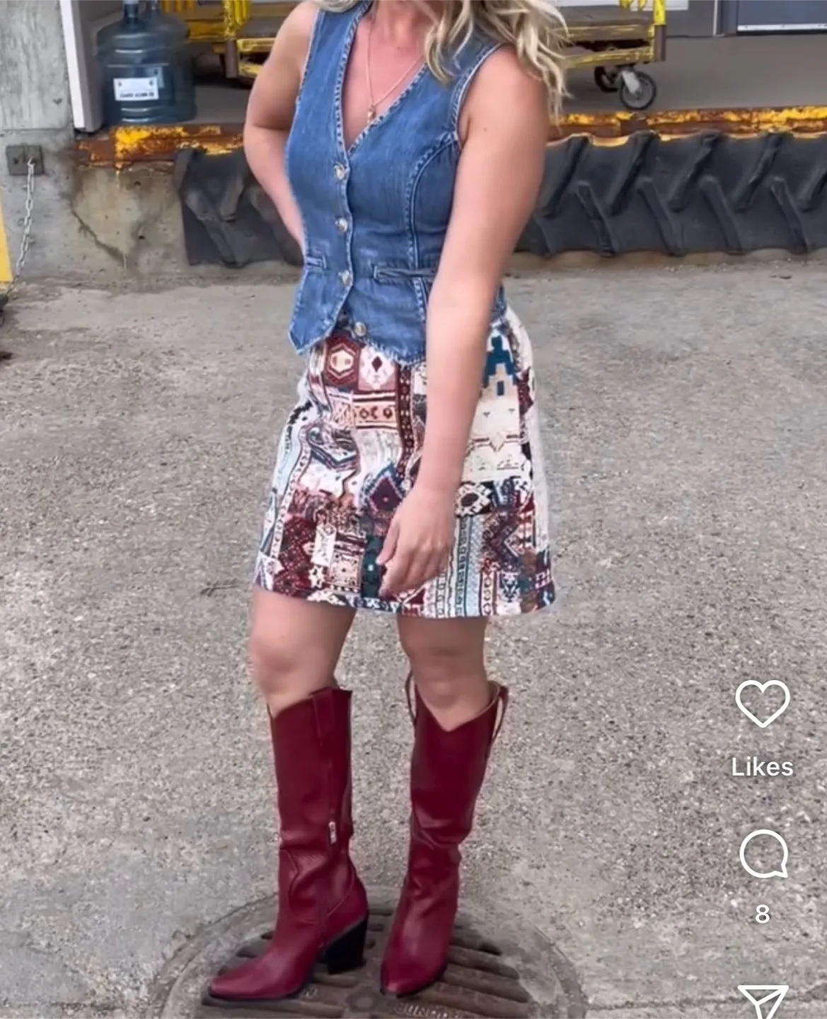 Ladies Red Cowboy Boots - Size 8 **New** image indicator(4)