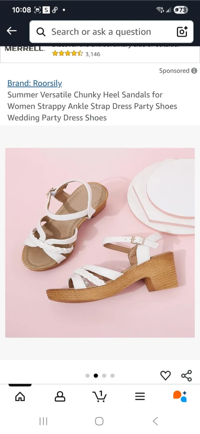 Roorsily White Chunky Heel Sandals image indicator(3)