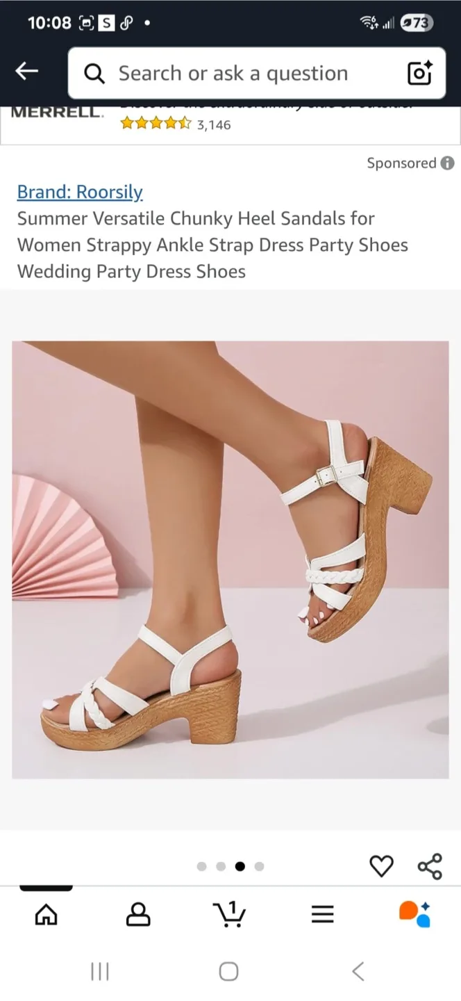 Roorsily White Chunky Heel Sandals image indicator(2)