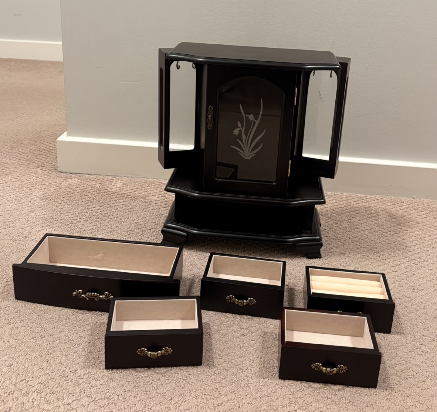Dark Brown Wooden Jewelry Armoire - photo 3