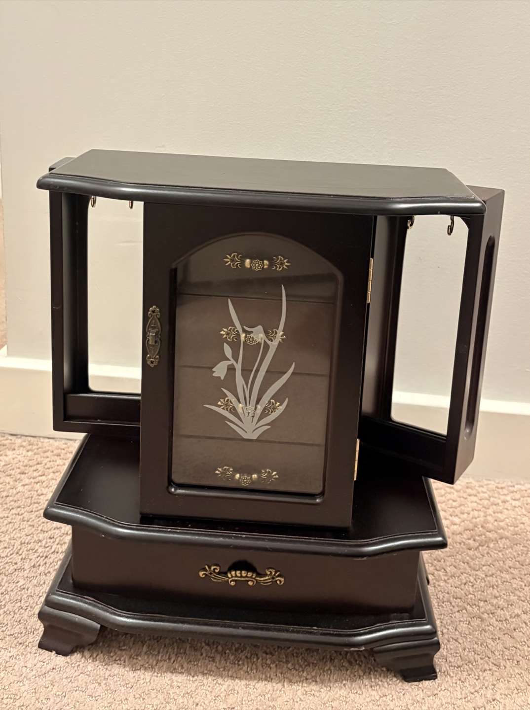 Dark Brown Wooden Jewelry Armoire - photo 2