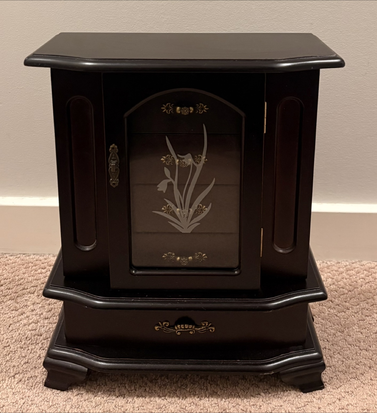 Dark Brown Wooden Jewelry Armoire
