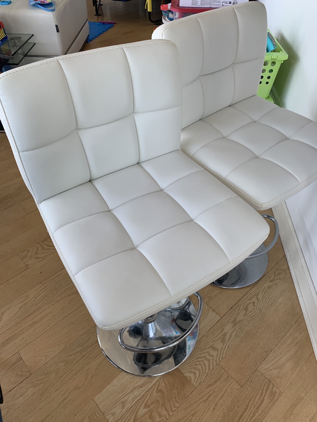 White Swivel Bar Stools - Set of 2