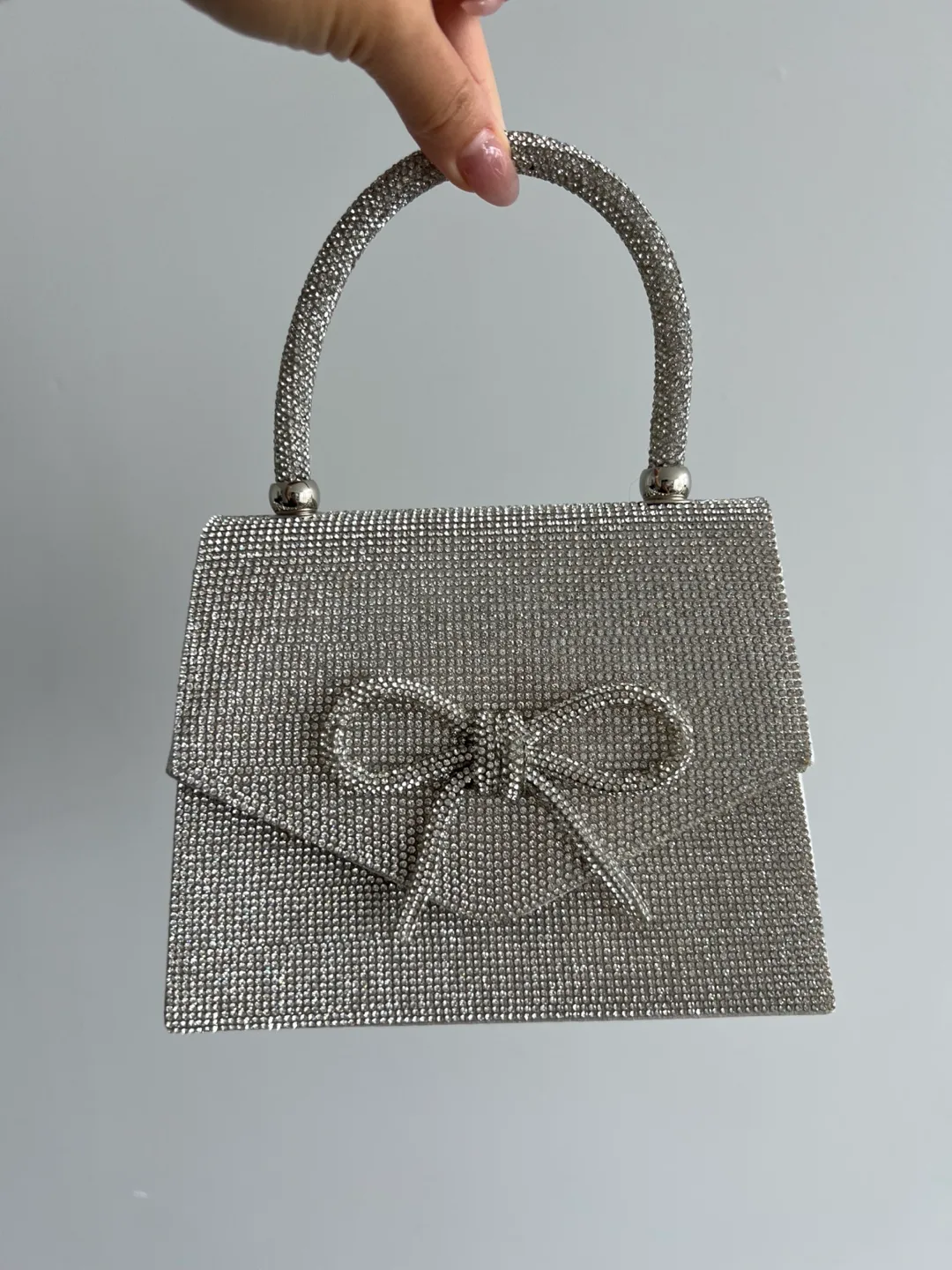 Silver Rhinestone Evening Bag with Bow image indicator(2)