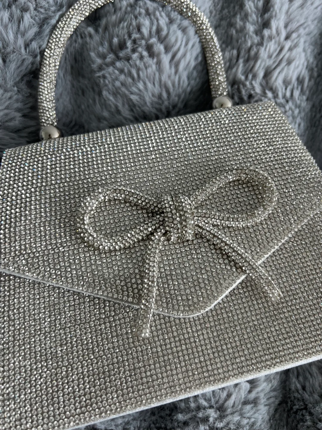 Silver Rhinestone Evening Bag with Bow image indicator(6)