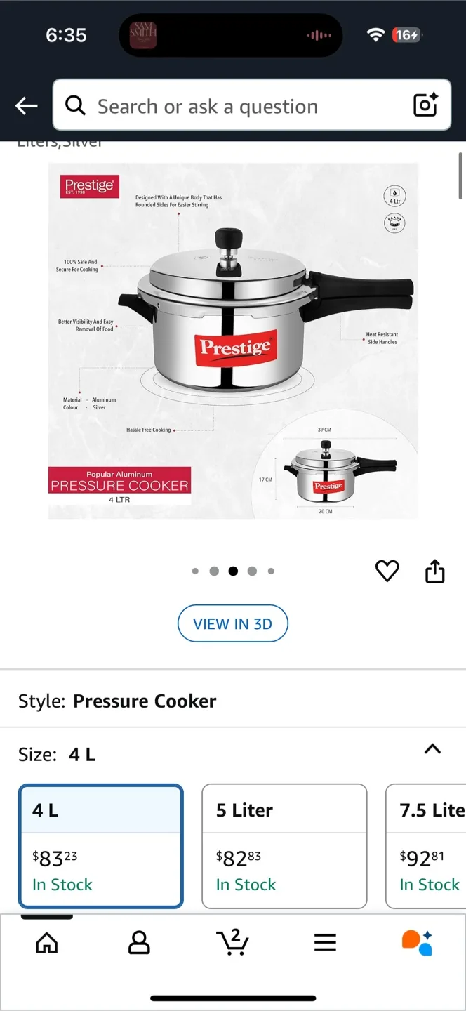 Prestige Popular Aluminum Pressure Cooker - 4 L image indicator(3)