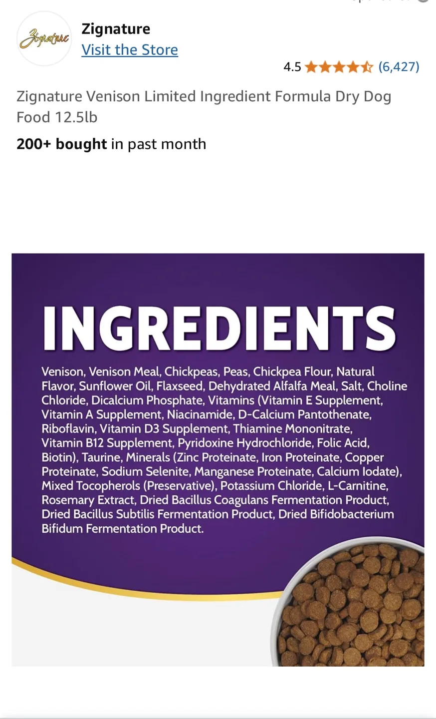 Zignature Venison Limited Ingredient Dry Dog Food 12.5lb image indicator(3)