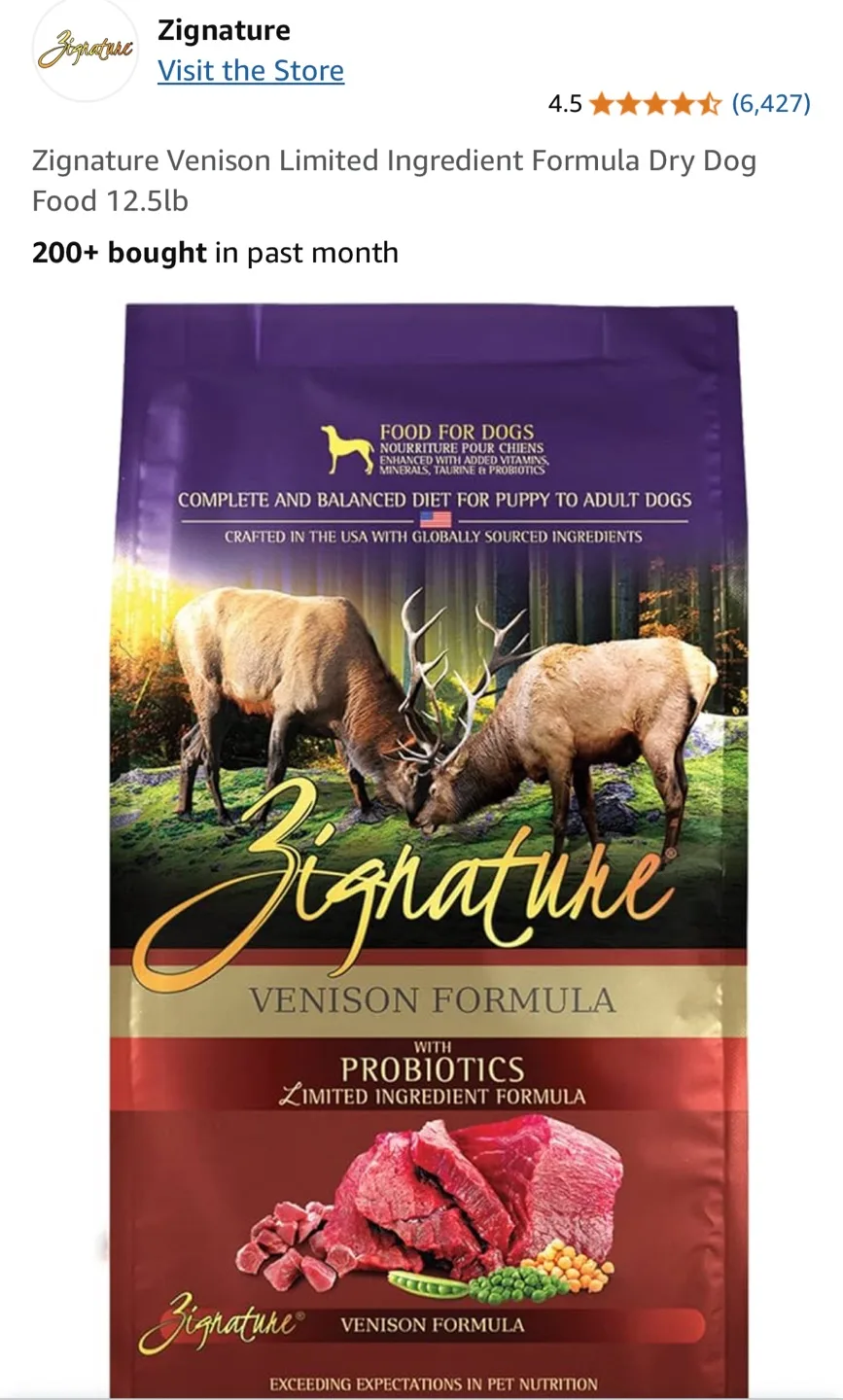 Zignature Venison Limited Ingredient Dry Dog Food 12.5lb image indicator(2)