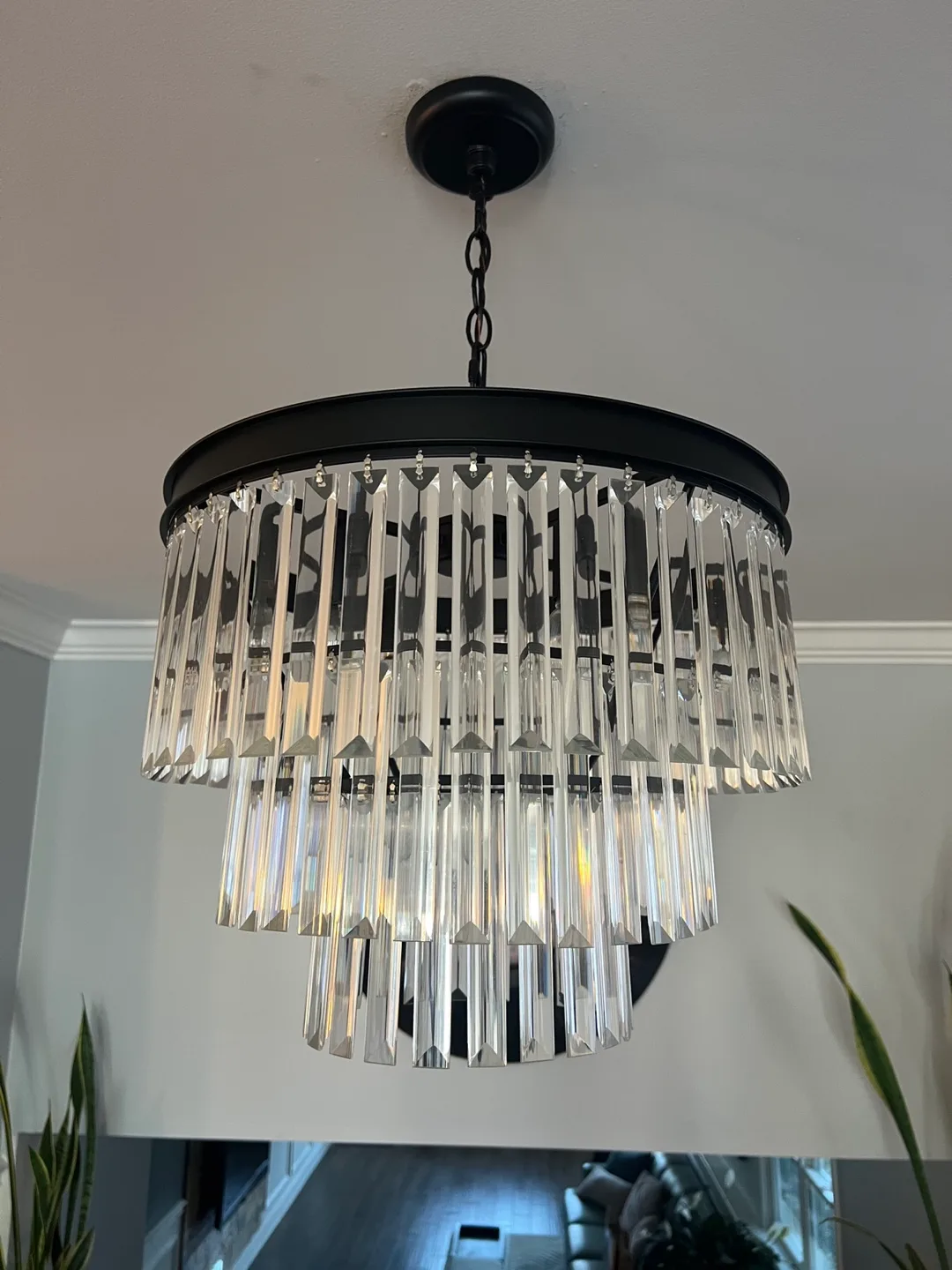 Black Crystal Chandelier, 18" Height thumbnail