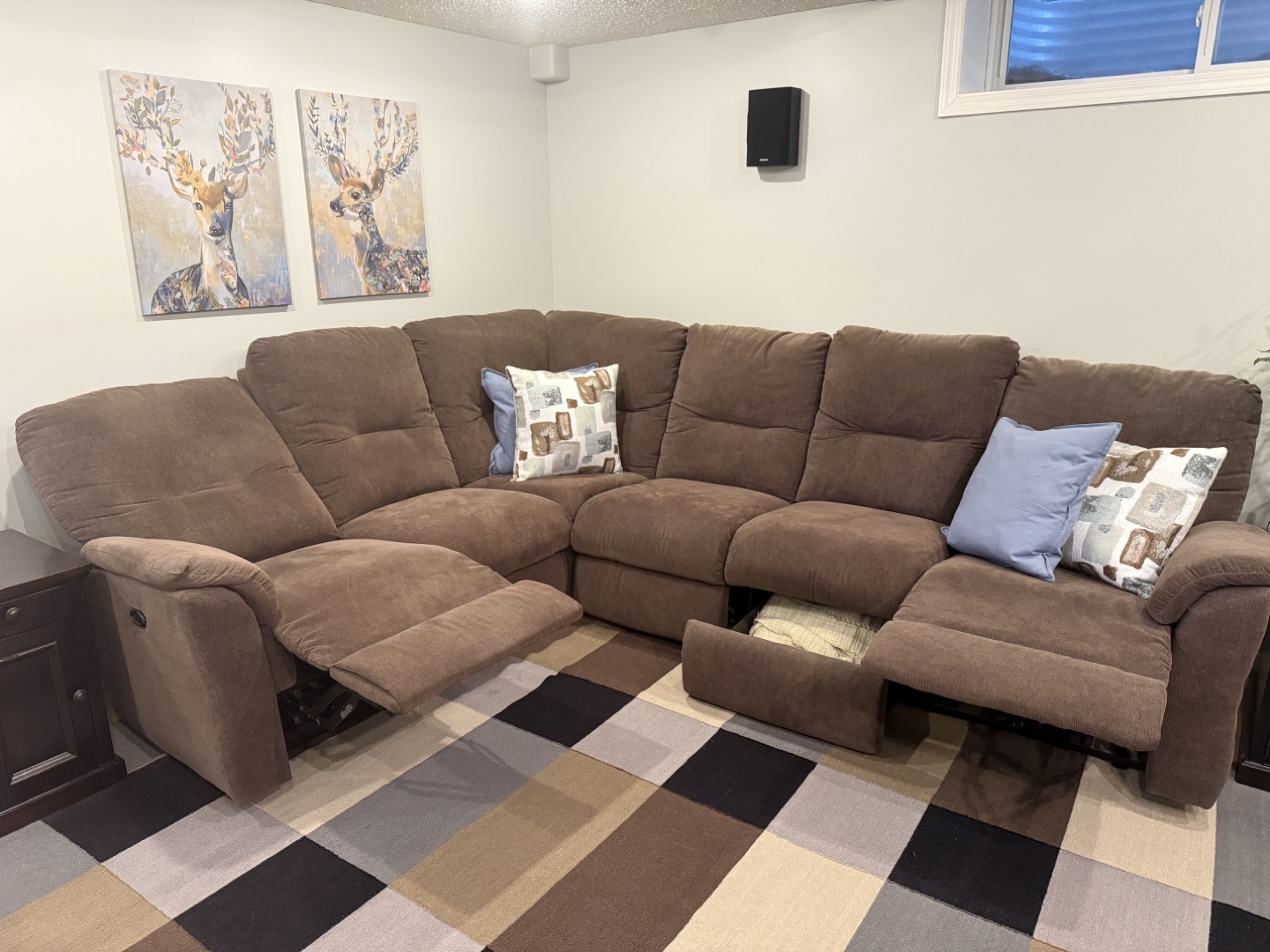 Brown Sectional Recliner Sofa & End Table - photo 2
