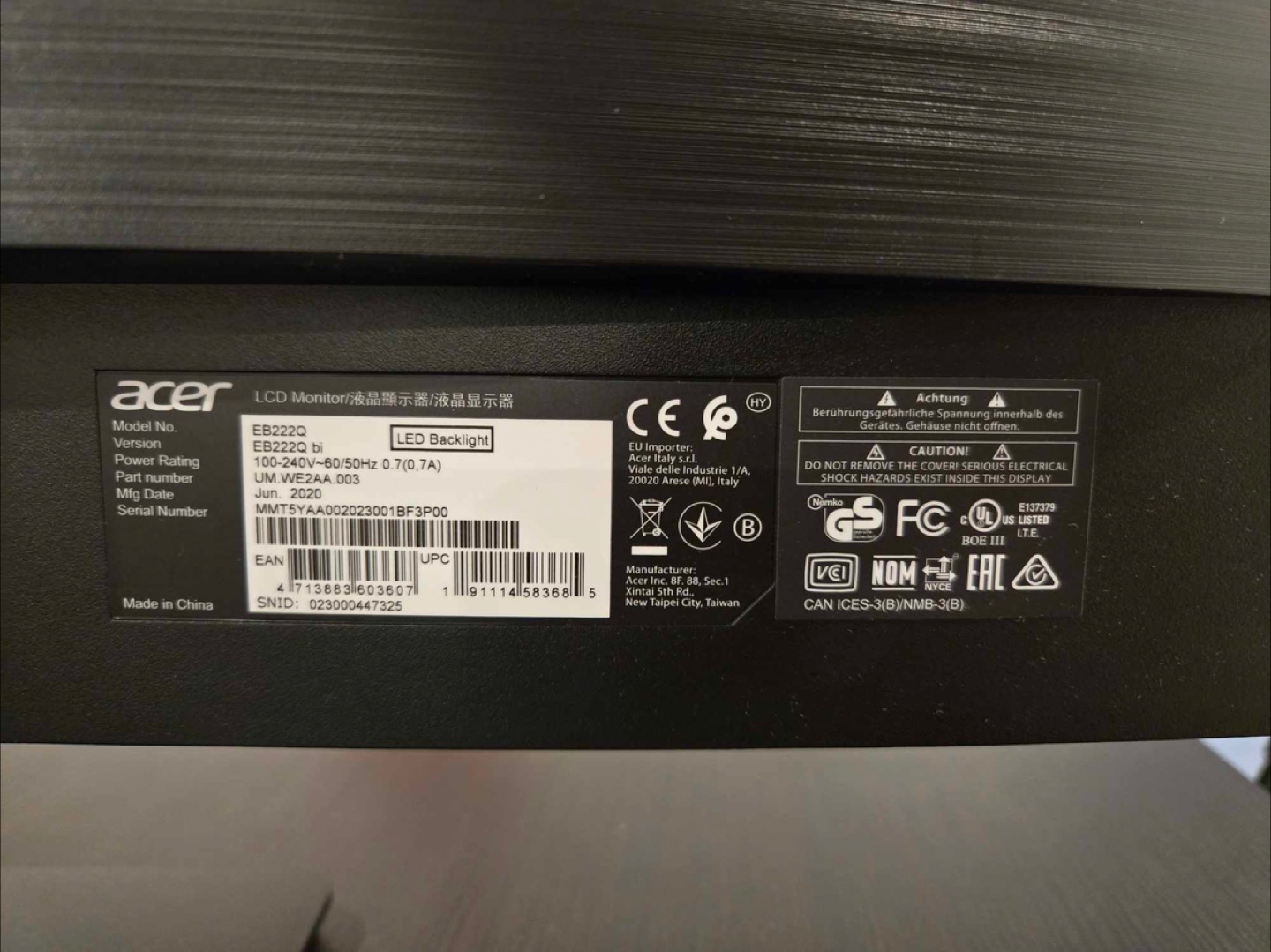 Acer EB222Q bi 22-inch LCD Monitor
