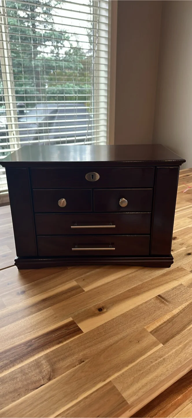 Arolly Wood Finish Jewelry Box Chest thumbnail